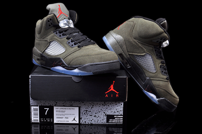 Air Jordan 5 Mens Shoes Black/Gray Online